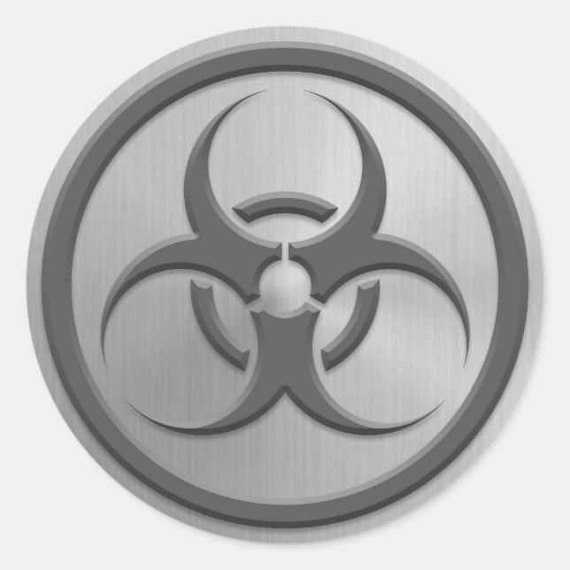 Sticker Rond Cercle de danger Bio avec effet acier inoxydable (Devant)