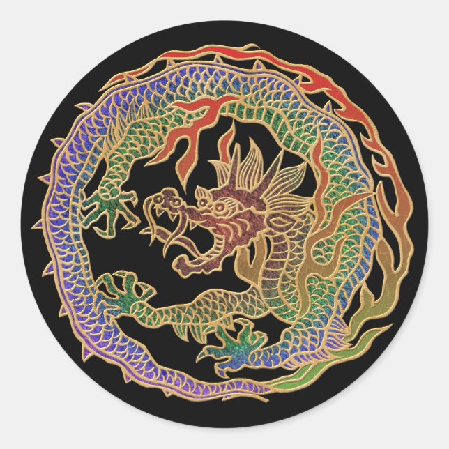 Sticker Rond Cercle de dragon éternel (Devant)