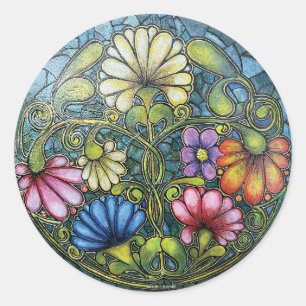 Sticker Rond Cercle de la famille florale