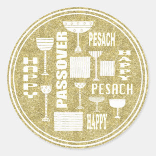 Sticker Rond Cercle de l'autocollant de Pessah "Happy Passover 