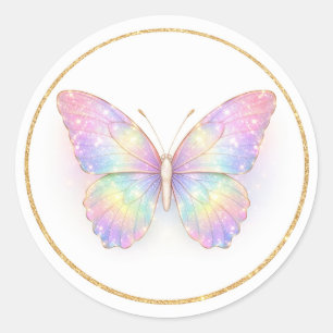Sticker Rond Cercle de papillon iridescent pastel