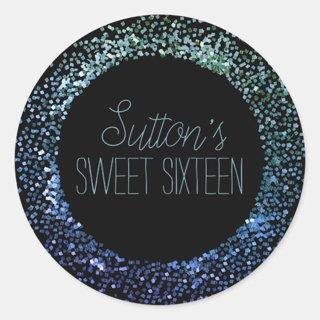 Sticker Rond Cercle de Parties scintillant bleu (Devant)