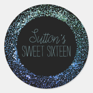 Sticker Rond Cercle de Parties scintillant bleu
