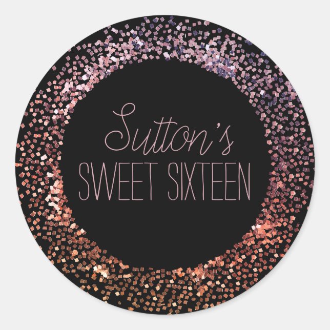 Sticker Rond Cercle de Parties scintillant rose (Devant)