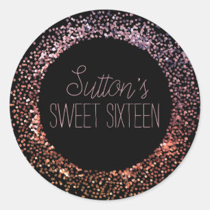 Sticker Rond Cercle de Parties scintillant rose