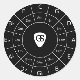 Sticker Rond Cercle des cinquante - Design blanc pour musiciens