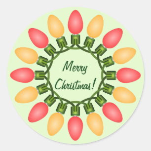 Sticker Rond Cercle des lumières de Noël en rouge et orange