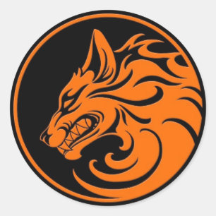 Sticker Rond Cercle d'orange et de loup noir