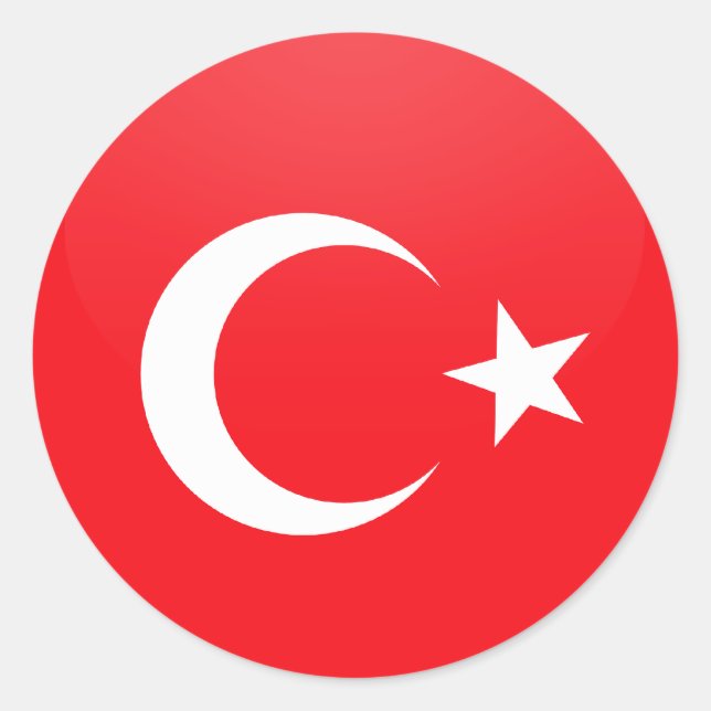 Sticker Rond Cercle Drapeau de qualité Turquie (Devant)