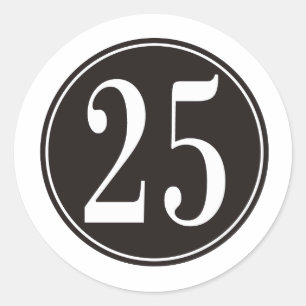 Sticker Rond Cercle noir - Numéro 25 (avant)