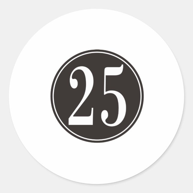 Sticker Rond Cercle noir - Numéro 25 (avant) (Devant)