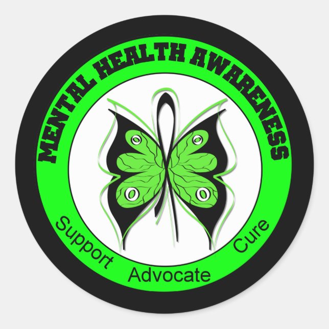 Sticker Rond Cercle papillon Sensibilisation à la santé mentale (Devant)