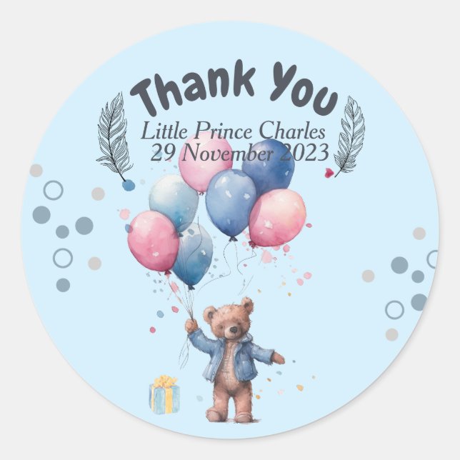 Sticker Rond Cercle rond personnalisé Ballons d'ours d'annivers (Devant)