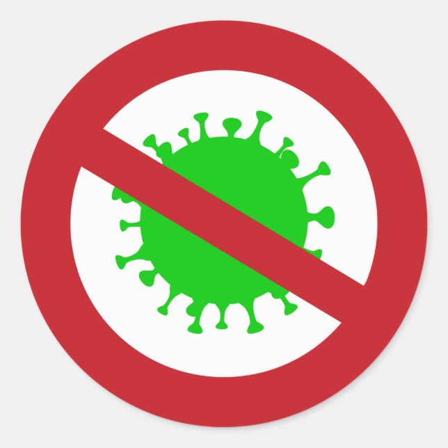 Sticker Rond Cercle rouge Aucun virus avec Germe vert (Devant)