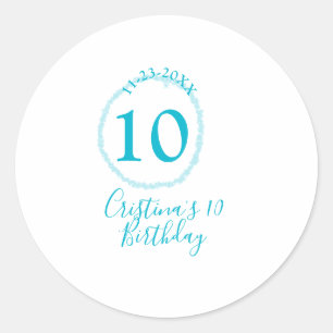 Sticker Rond Cercle turquoise. Parties scintillant ronde 10e an