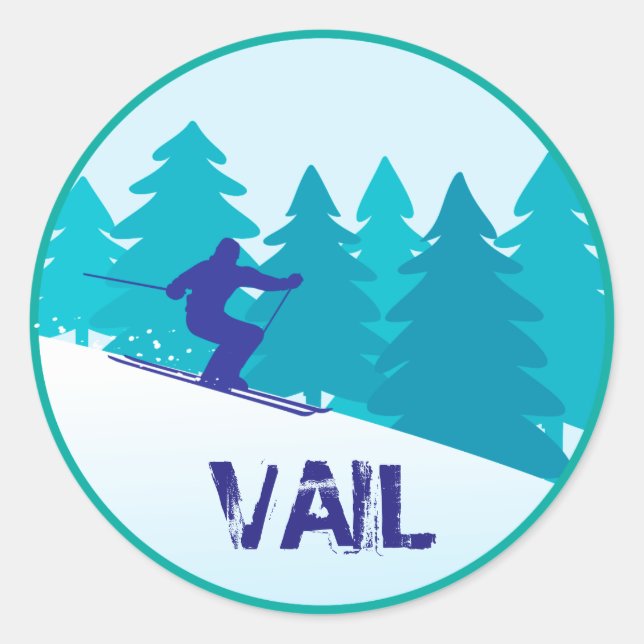 Sticker Rond Cercle Vail Snow Skiing (Devant)