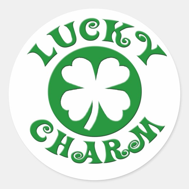 Sticker Rond Cercle vert/blanc de charme chanceux (Devant)