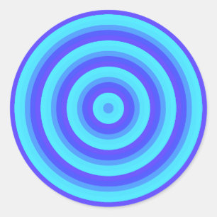 Sticker Rond Cercles bleus de néon psychédélique