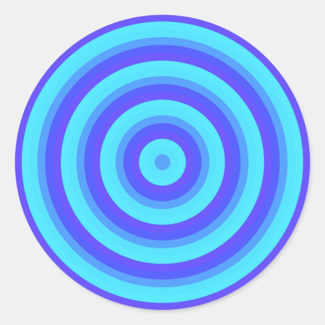 Sticker Rond Cercles bleus de néon psychédélique (Devant)