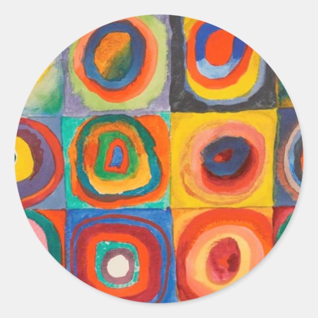 Sticker Rond Cercles concentrés Carré de Kandinsky (Devant)