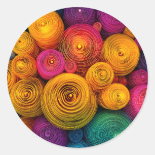 Sticker Rond Cercles concentriques multicolores texture abstrai