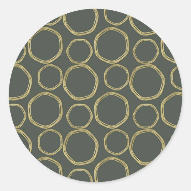 Sticker Rond Cercles d'or & Olive rustique Vert moderne tendanc (Devant)