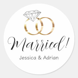 Sticker Rond Cercles Mariages en diamants blancs mariés personn
