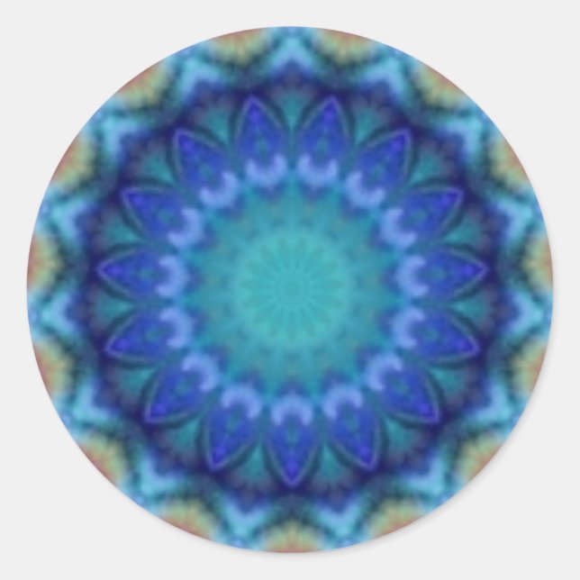 Sticker Rond CERCLES PSYCHÉDÉLIQUES bleu turquase rose violet (Devant)