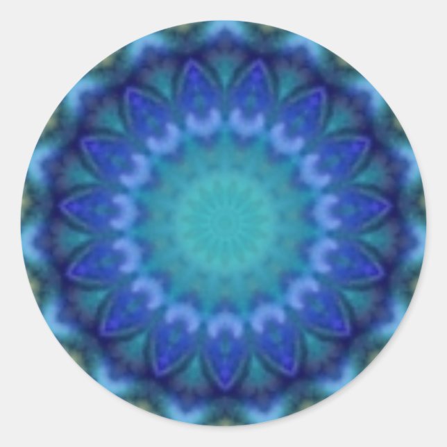 Sticker Rond CERCLES PSYCHÉDÉLIQUES bleu turquase rose violet (Devant)