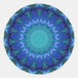 Sticker Rond CERCLES PSYCHÉDÉLIQUES bleu turquase rose violet