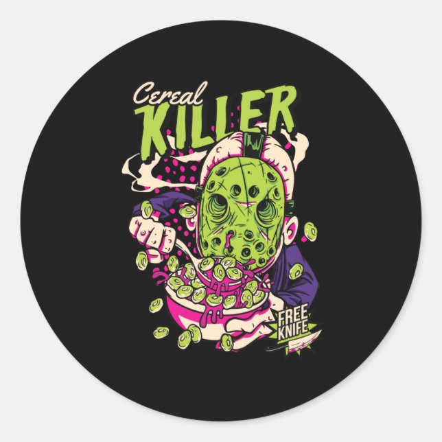 Sticker Rond Cereal Killer effrayant et drôle céréales matinale (Devant)