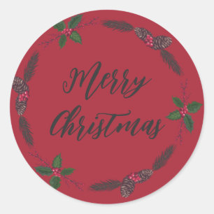 Sticker Rond Céréales de Noël personnalisées Joyeux Cas de Noël