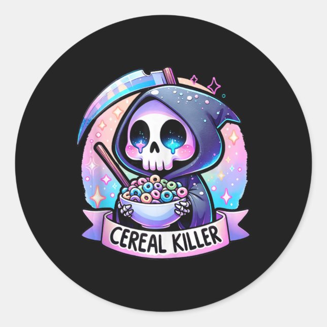 Sticker Rond Céréales Killer Breakfast Céréale Bowl Céréales Cé (Devant)