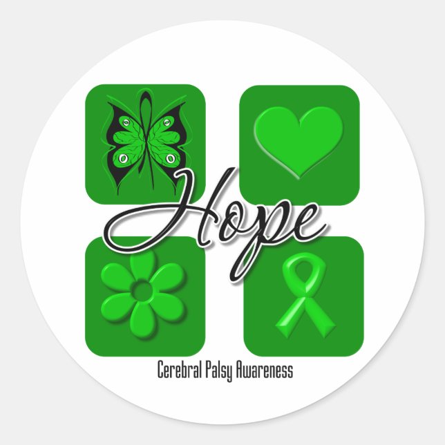 Sticker Rond Cérébral Palsy Hope Amour Inspirer la sensibilisat (Devant)
