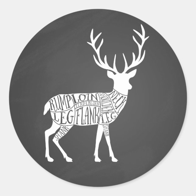 Sticker Rond cerf de chevreuil gibier chasse chasse boucher via (Devant)