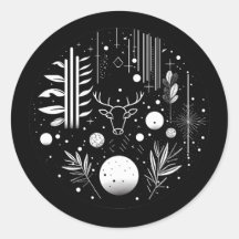 Cerf géométrique Abstrait noir et blanc