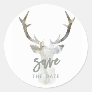 Sticker Rond Cerf RUSTIQUE EN COULEUR D'EAU ENREGISTRER LA DA