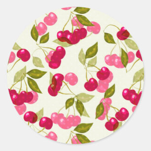 Sticker Rond Cerise rouge mûre.