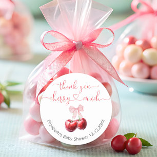 Sticker Rond Cerise Sur Le dessus Coquette Noeud Papillon Baby 