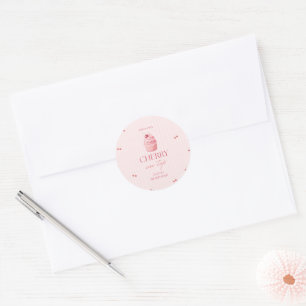 Sticker Rond Cerise sur le gâteau fille 1er anniversaire
