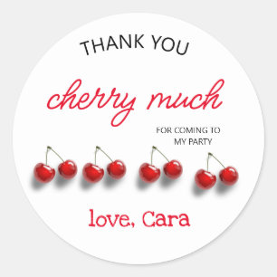 Sticker Rond Cerise Thème Bébé Anniversaire Fête Classic Round