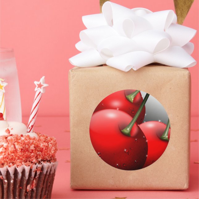 Sticker Rond Cerises avec gouttes de ragoût (Fête)