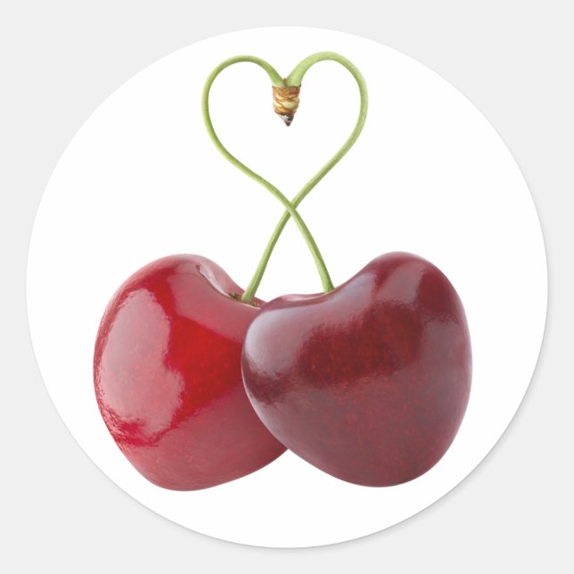 Sticker Rond Cerises douces au coeur (Devant)