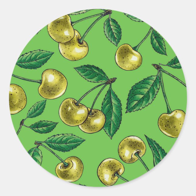 Sticker Rond Cerises jaunes (Devant)