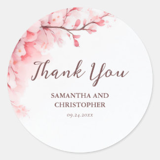 Sticker Rond Cerisier Fleur de mariage Favoriser le Merci