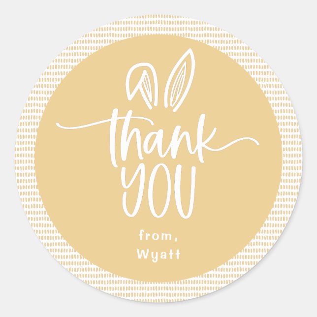 Sticker Rond Certains Bunny Anniversaire Merci de fête classiqu (Devant)