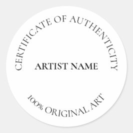 Sticker Rond Certificat d'authenticité Art personnalisable