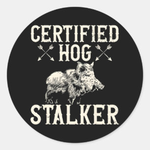 Sticker Rond Certifié Hog Stalker Pig Animaux Chasse Sauvage