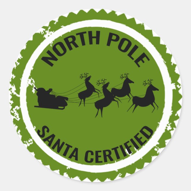 Sticker Rond Certifié North Ple Père Noël (Devant)