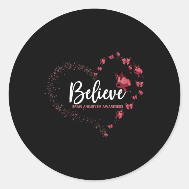 Sticker Rond Cerveau Aneurysme Sensibilisation Papillon Croire (Devant)
